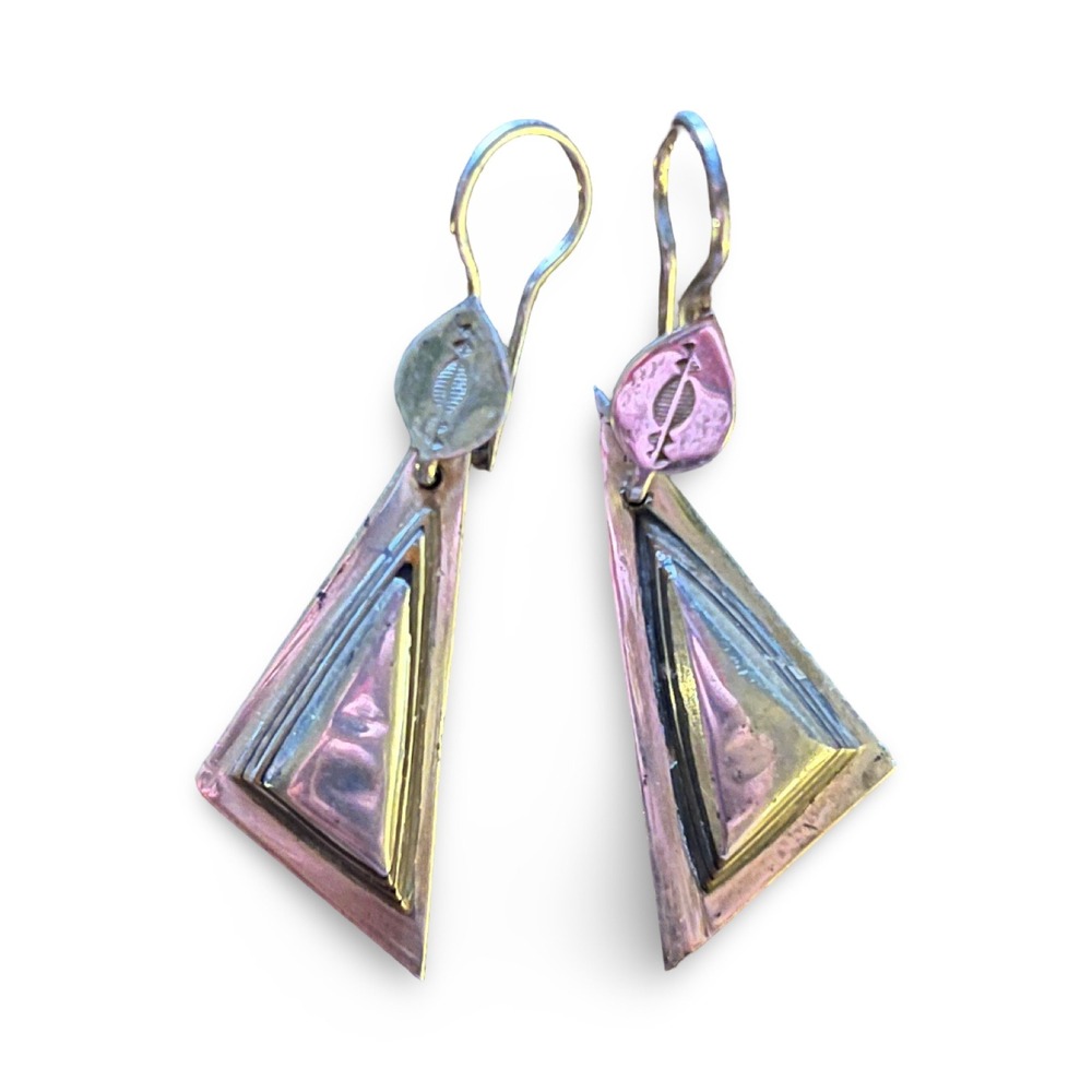 Vintage Silver-Plated Triangle Earrings